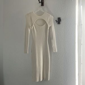 Abercrombie & Fitch White Sweater Dress with Cutout